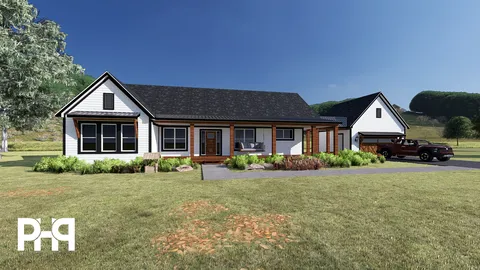 The Hemlock house plan, exterior view 1